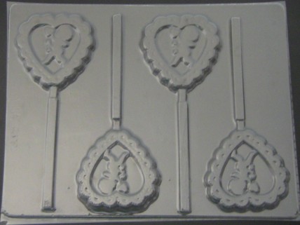 911 Heart with Cherub Chocolate or Hard Candy Lollipop Mold